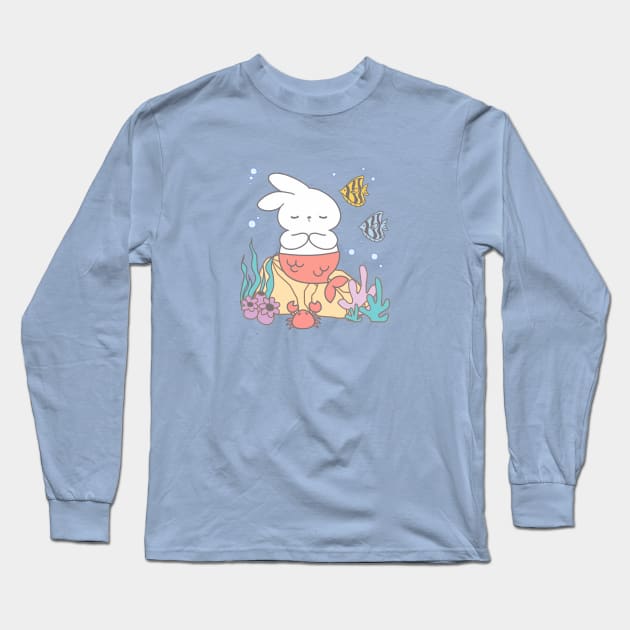 Little bunny mermaid under the sea Long Sleeve T-Shirt by LoppiTokki